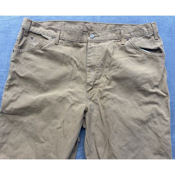 Dickies Carpenter Pants Men's 40x32 Brown Canvas Work Wear Distressed - Picture 3 of 7
